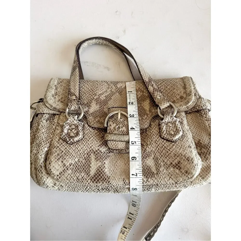Coach Campbell Snakeskin Leather Medium Flap Crossbody Shoulder Satchel Bag